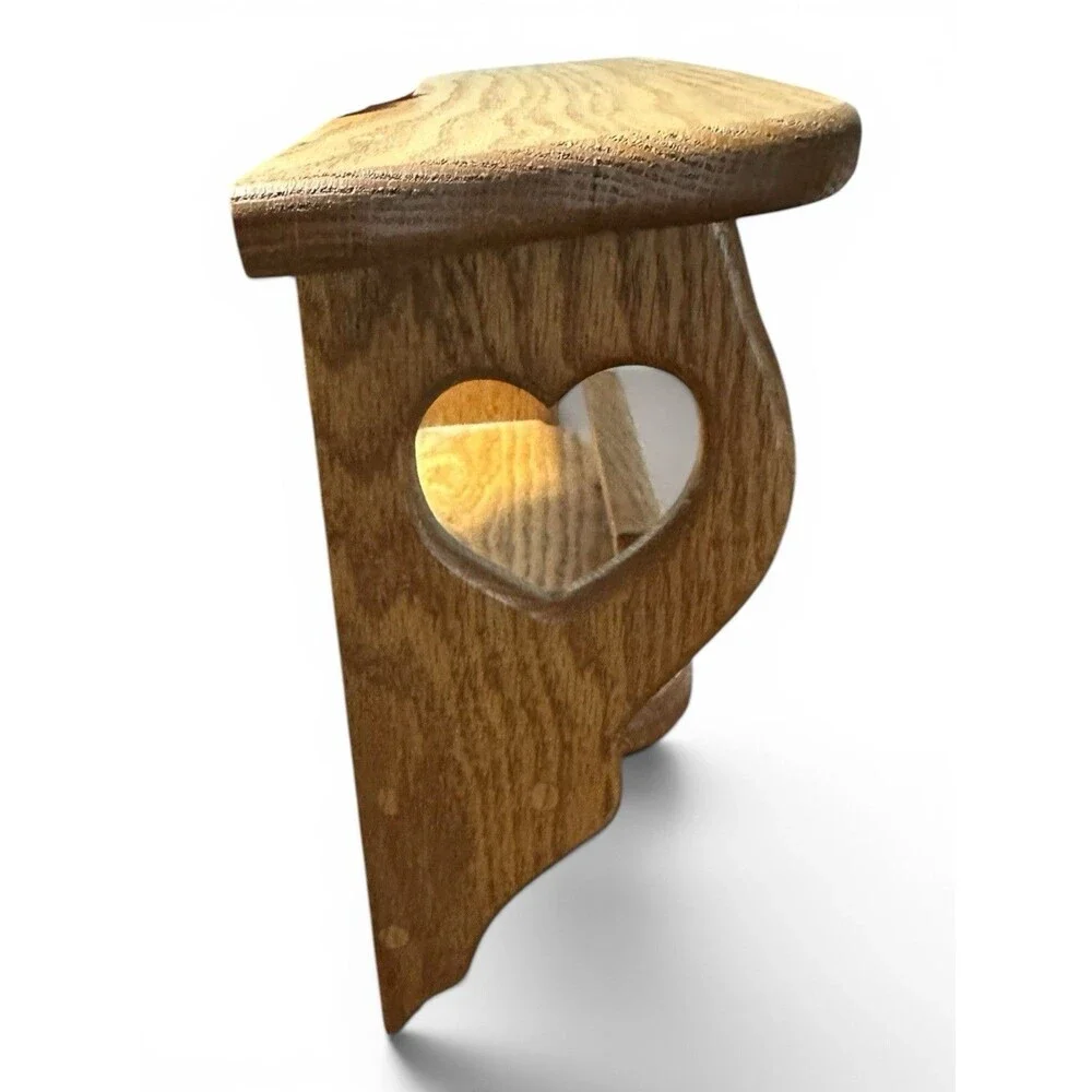 Vtg Wood Wall Trinket Shelf Heart Cutout Pegs Country Farmhouse Cottagecore 18”